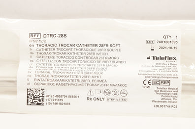 Teleflex DTRC-28S Thoracic Trocar Cath. Soft, 25Fr (x)